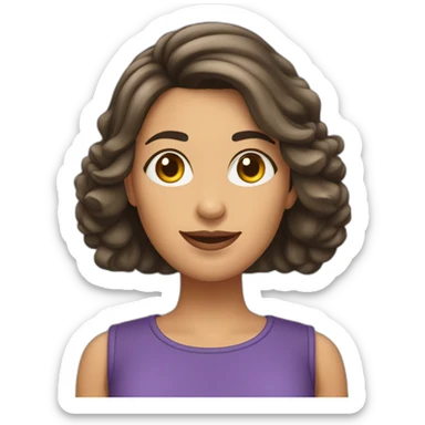 Mujer de 40 años con cabello liso en los hombros piel morena cara sticker