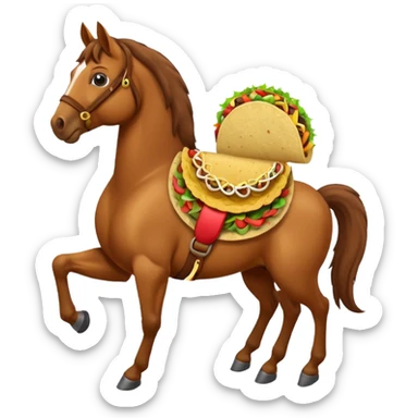 horse holding taco sticker