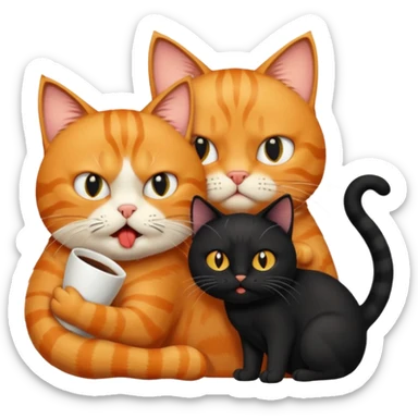 cat holding back another cat because he's going crazy because his coffee isn't ready yet and it isn't friday sticker