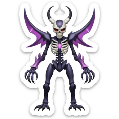 Shiny Horned Badass Edgy Dark Evil Spectral Dusky Spooky Skeletal Cool Hot Stylish Handsome Duskull-Darkrai-Genesect-Fakémon-fusion (full body) sticker