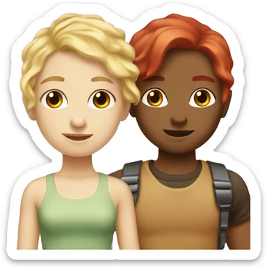 Blonde and red haired best friends sticker