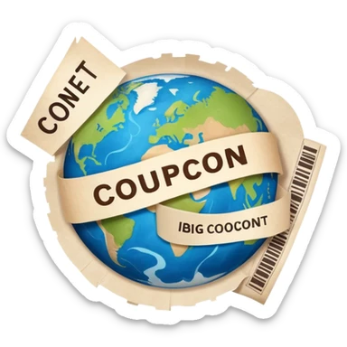 Planet earth with a big coupon in the middle sticker