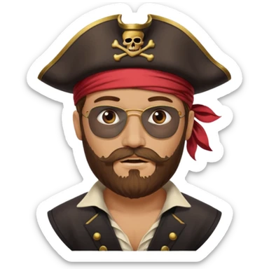 pirate captain eye pach beard sticker