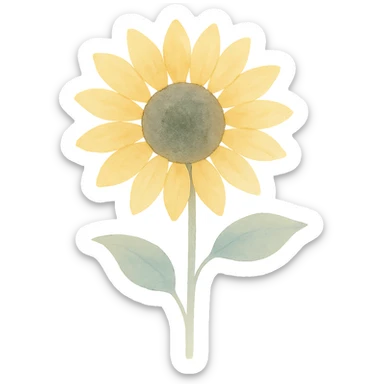 sunflower in full bloom, cheerful and bold, watercolor style sticker