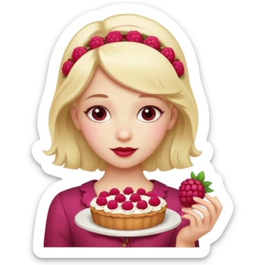 Raspberry torte human girl full body and legs with a raspberry barrette on her hair sticker