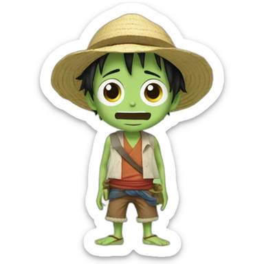 Luffy qui fait un câlin à bébé yoda sticker