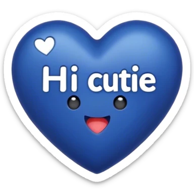 Dark blue heart with the words Hi cutie in the middle  sticker