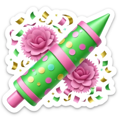 light green and light pink floral party poppers sticker