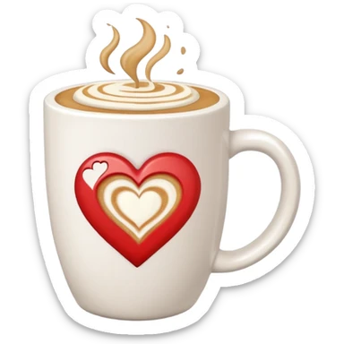 White coffee mug with latte sticker