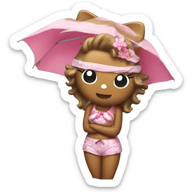 Hello kitty en la playa bronceada sticker