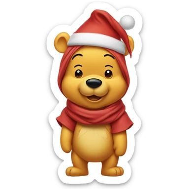 winnie the pooh with santa hat sticker