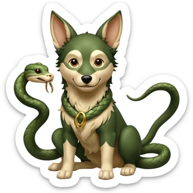 loki god of mischief as a dog. he as snakes.  dynamic pose sticker