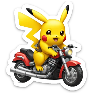 Pikachu sitting on a motorcycle  sticker