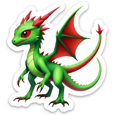 Cool Edgy Green Red ethereal badass punky Fionbri-Vernid-Trico-Flygon-animal-creature full body sticker