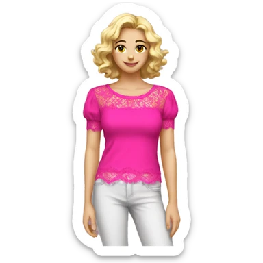  Hot pink top with lace sticker
