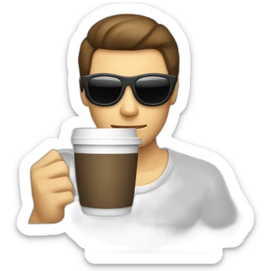 White Hacker drink coffe sticker