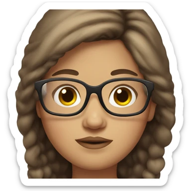 Long brown hair chubby girl with glasses and makeup sticker