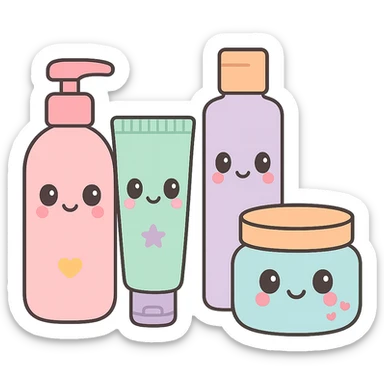 skincare products, adorable, rounded sticker