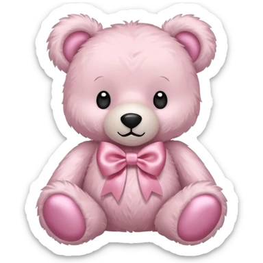  pale pink stuffed bear with bow sticker
