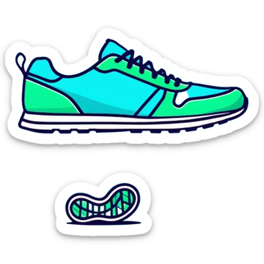 turquoise running shoes, athletic footwear, blue-green sneakers sticker