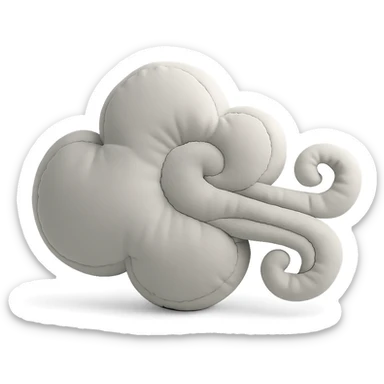 windy cloud with swirling wind lines, soft plush cushion style sticker