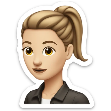 White girl with brown hair with a slick back ponytail sticker