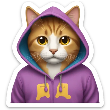 Cat wearing hoodie sticker