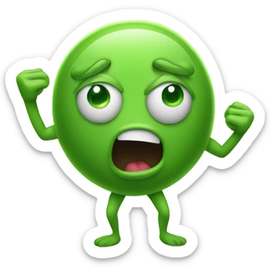 Booger with arms and legs flipping a coin sticker