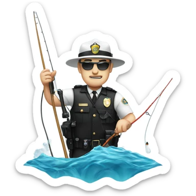 White Cop fishing in the ocean sticker