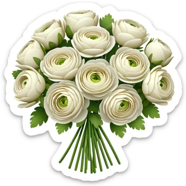bouquet of ranunculus (white flowers ) 25 flowers  sticker
