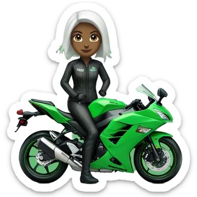 girl on green kawasaki ninja 650 sticker