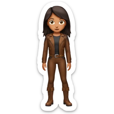 Tan skin with freckles, long dark hair, hazel eyes Dominatrix full body sticker