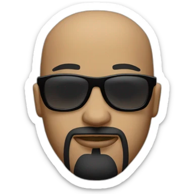 Bald headed gangster with sunglasses and a goatee sticker