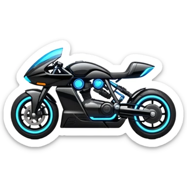 Sketch a futuristic motorcycle with neon lights & sleek sci-fi design. sticker