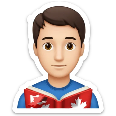 A man studying with a map of Canada in the background sticker