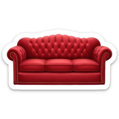 Red sofa in speakeasy with microphone sticker