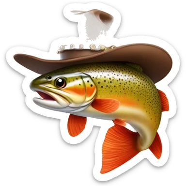 trout wearing a cowboy hat sticker