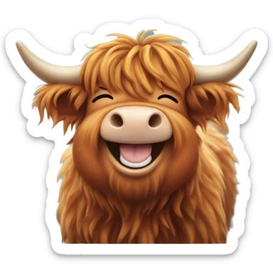 Laughing highland cow sticker