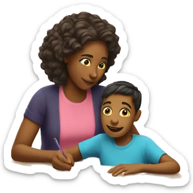 parent helping kid with homework gender neutral sticker