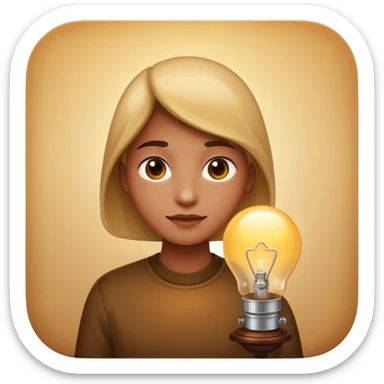 a lamp hanging freely in the room with its light shining down from above on a person, visible light cone, apple emoji style sticker