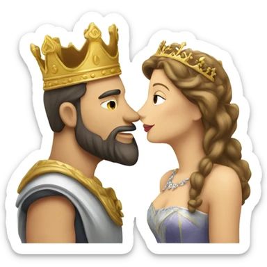 Caucasian King and Queen kissing  sticker