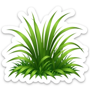 Large sprigs of grass made of felt texture, scrapbooking style, transparent background sticker