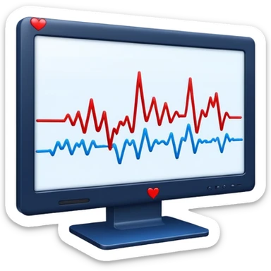 heartbeat line on monitor in blue and red colors sticker