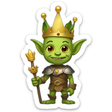 a goblin holding a crown sticker