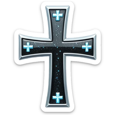 Glitter black cross sticker