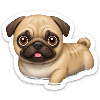 Pug  nadando sticker