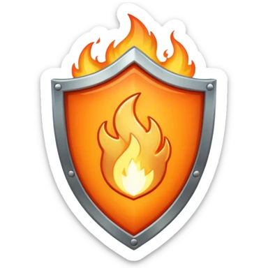 White gold shield with flame sticker