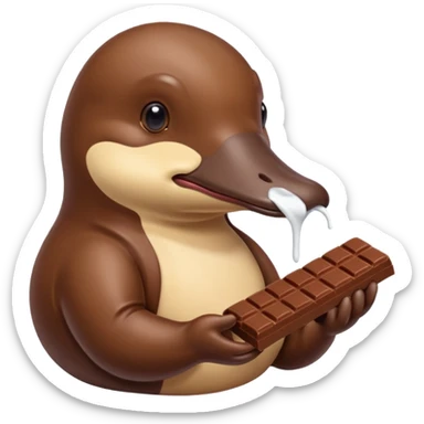 platypus eating eating chocolate sticker