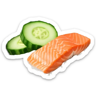 Rice bowl with salmon, cucumber and sesame seeds  sticker