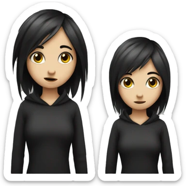 An emo girl with her left and right arm facing north east sticker